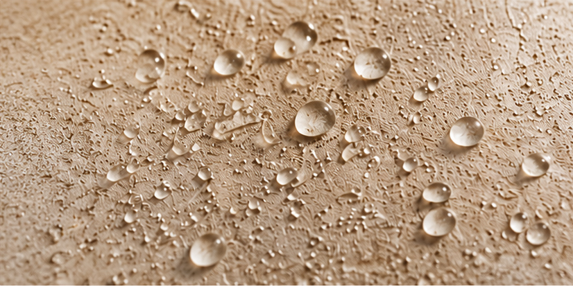 Surface de façade protégée par un traitement hydrofuge avec effet déperlant